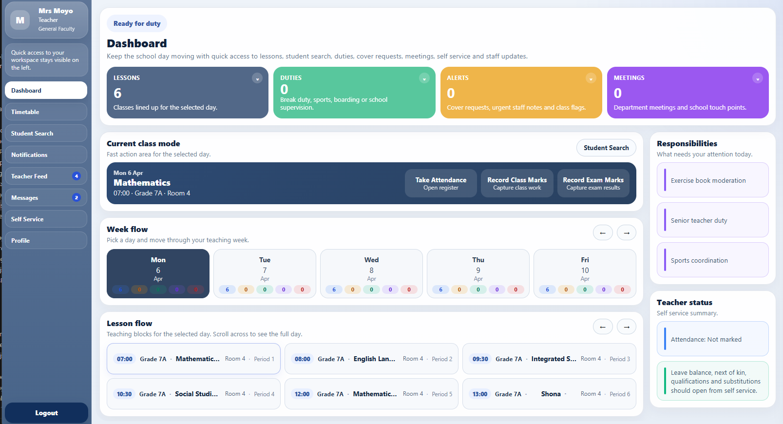 ClassConnect teacher workspace